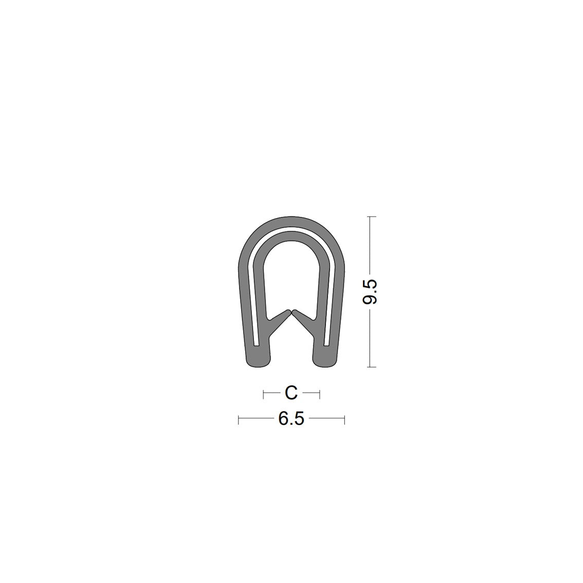 Edge protection profile - clamping range 0,5-2,0mm - Grey