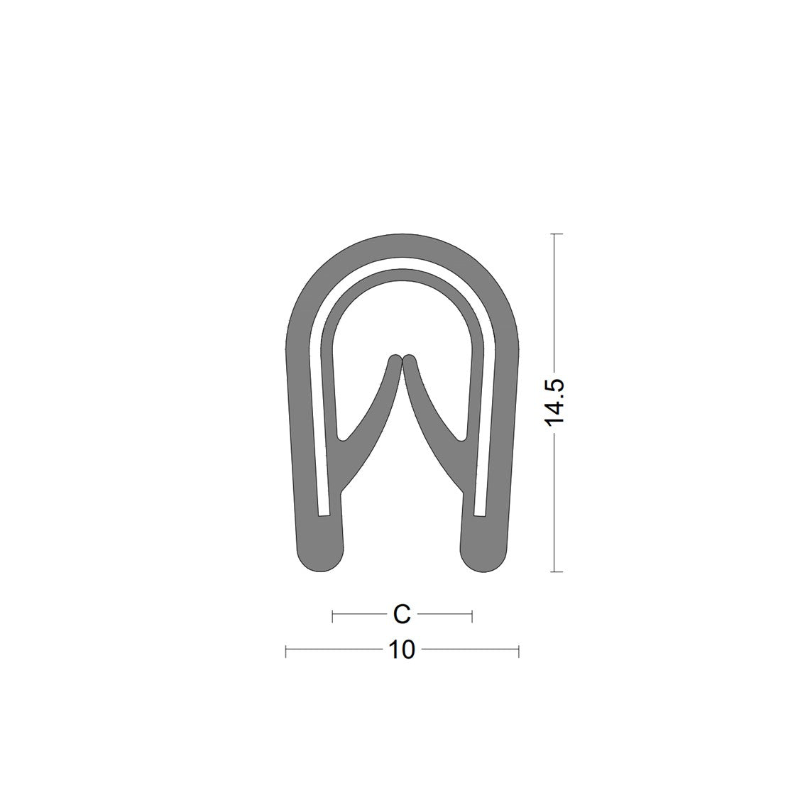 Edge protection profile - clamping range 1,0-4,0mm - Grey