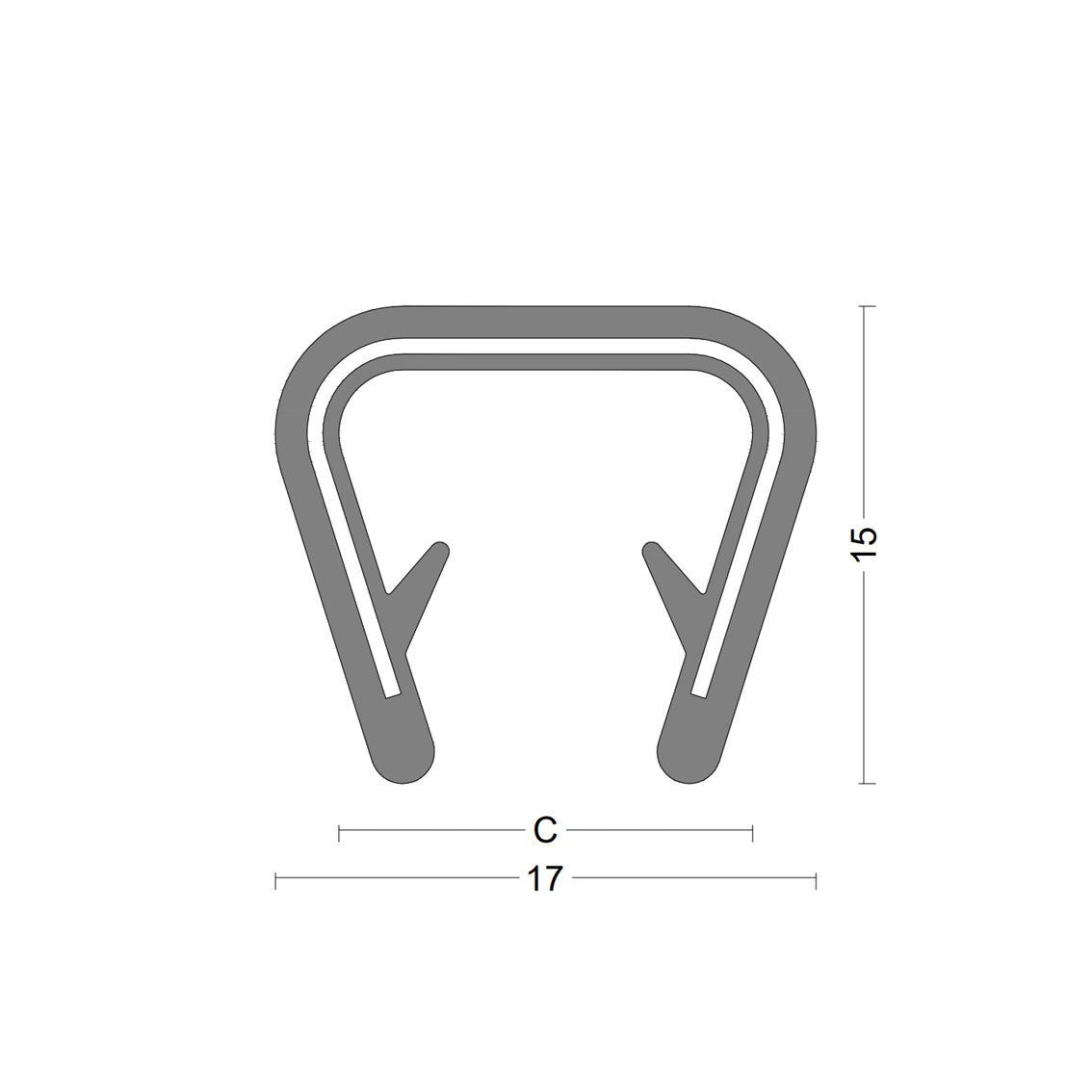 Edge protection profile - clamping range 10,0-12,0mm