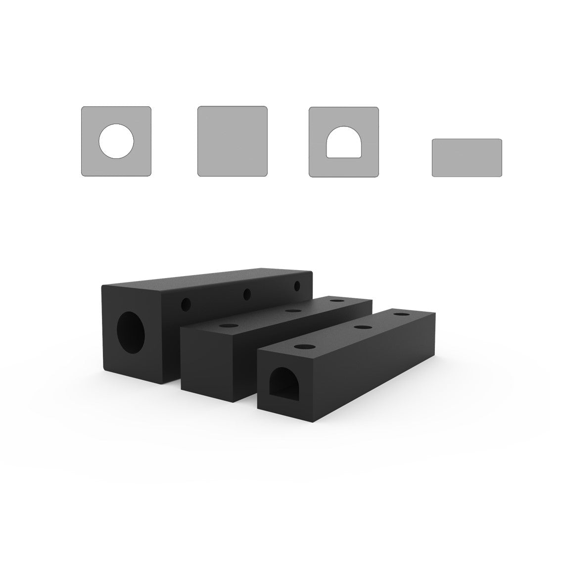 Rubber square shaped bumper blocks - All types & sizes