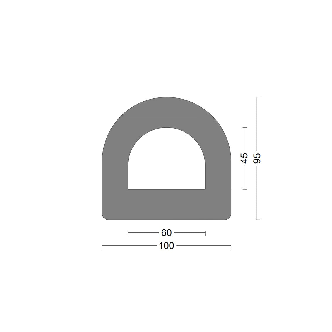 D fender rubber profile DD 100x95mm - EPDM