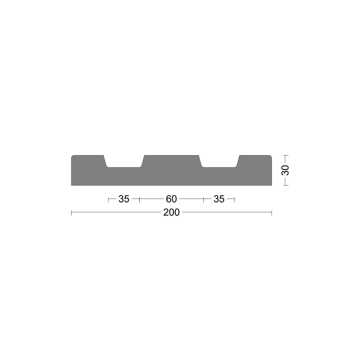 Rubber wall guard 200x30mm