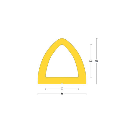 Colored Delta fender rubber Yellow - All dimensions