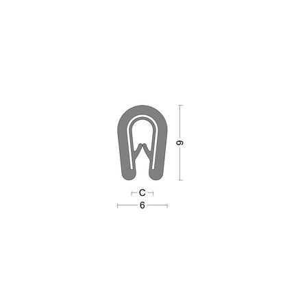 Edge protection profile - clamping range 1,0-2,0mm - Grey